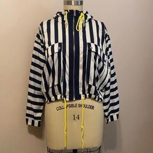 Zara Striped Jacket w/ Neon Drawstrings